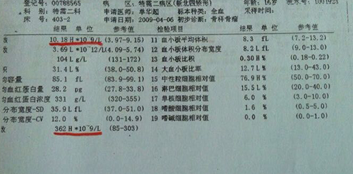 血沉报告单