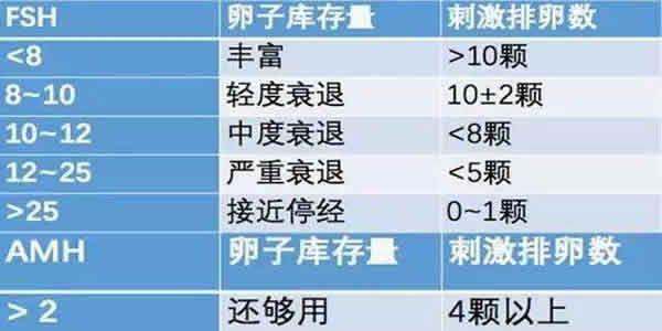 amh值对应得取卵数量表