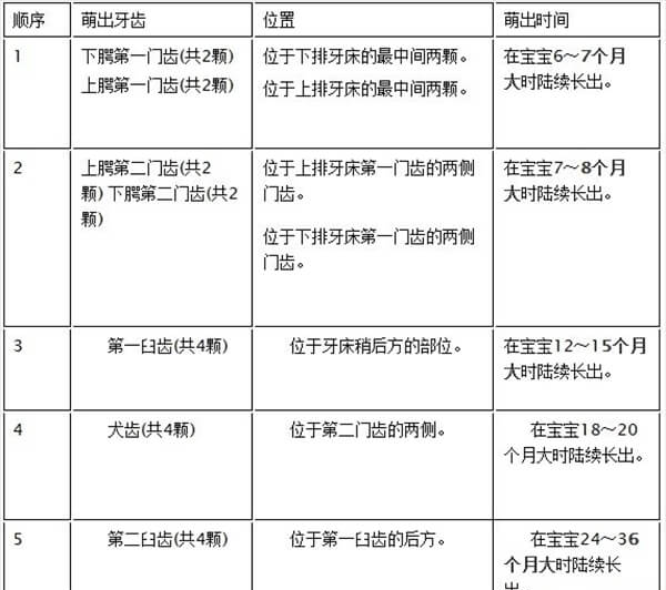 宝宝长牙的顺序